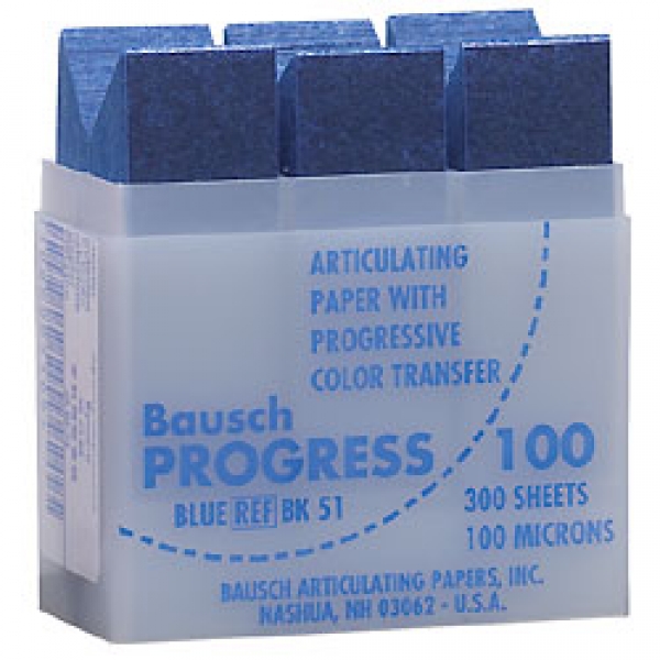Bausch BK51 Artikulationspapier mit progressiver Farbtönung 100µ Spenderpackung 300 Streifen blau